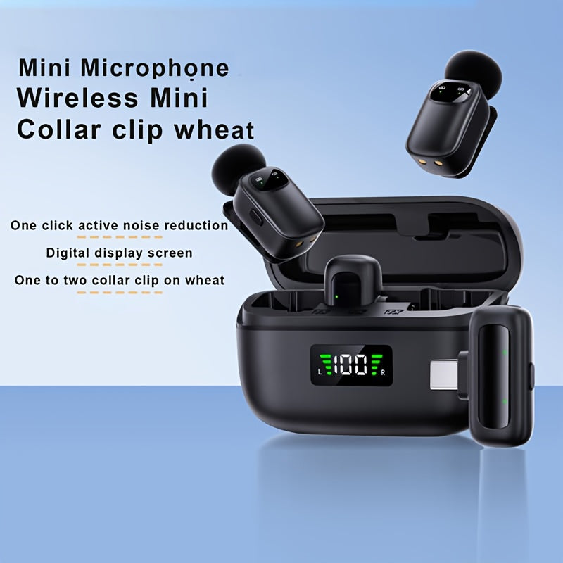 ZEALSOUND T1 Mini Wireless Lavalier Microphone with AI Noise Cancellation & Voice Changer, USB-C Portable Lapel Mic, Plug & Play Wireless Mic with Stand, Built-in Battery Display, Compatible with Android/Phone/PC/Laptop for S