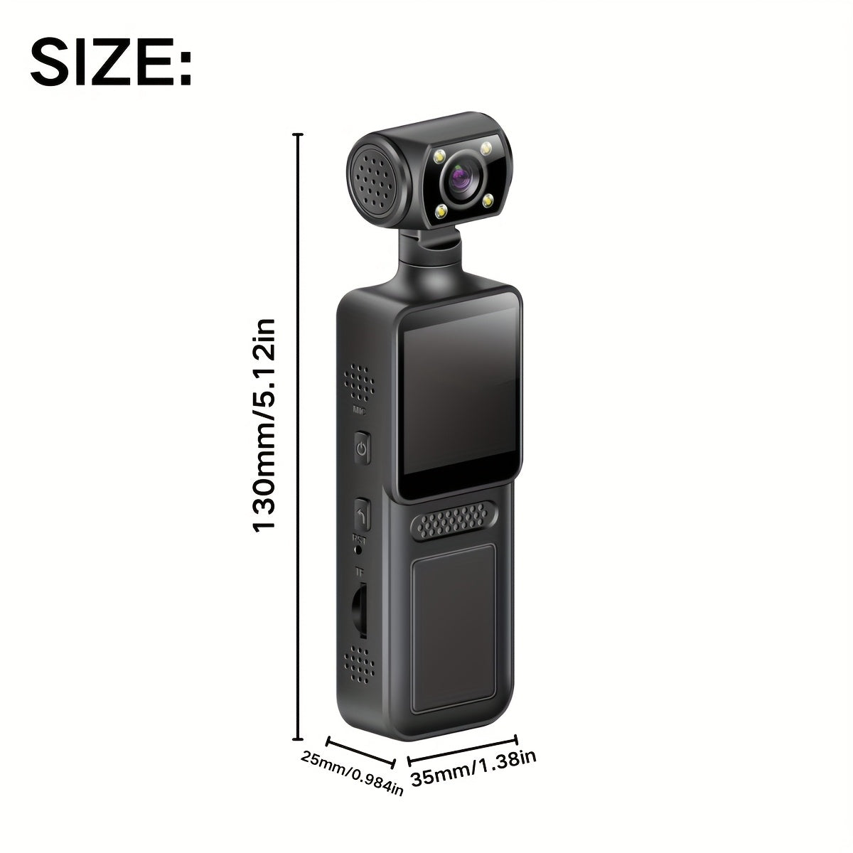 Handheld Stabilizer Pocket Sports Camera with Rotating Lens, Touch Video Recording, 180° Rotatable HD Camcorder for Action Vlogging on Skiing & Cycling, 1.3-inch Screen Portable Rechargeable Outdoor Adventure Handycam