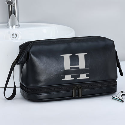 Customized Men's Fashion Travel Toiletry Bag PU Large Letter Toiletry Bag