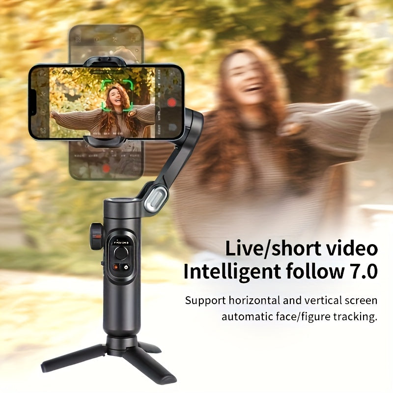 AOCHUAN-XE3-axis Handheld Gimbal Stabilizer Foldable And Rotatable With Optional RGB Fill Light Combination Kit Balanced Gimbal Stabilizer, Providing Stability And Anti-shake Function, Supports Face Tracking, Body Following,