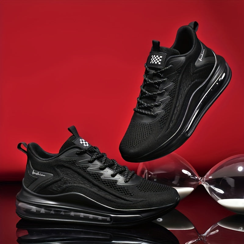 Ténis de malha respirável para homem - Ténis de corrida de cano médio com amortecimento antiderrapante e absorção de impacto, fecho com atacadores, ideal para ginásio, basquetebol e todas as estações. Calçado moderno e durável para atividades físicas.