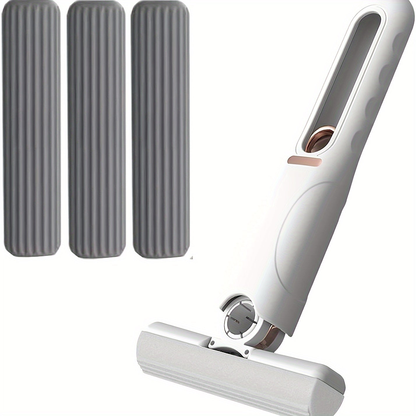 4pcs/1 Set Mini Mop with Self-Squeezing Mechanism - Portable, White Synthetic Fiber Cleaning Tool, Suitable for Home, Living Room, Bedroom, Furniture and Window Cleaning, Window Cleaning Tool | Modern Mini Mop | Compact Desig