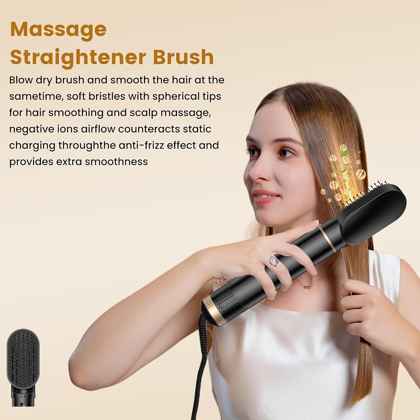 5-In-1 Hot Air Styler Brush – Electric Hair Straightener & Curling Iron with Interchangeable Attachments, Hot Air Brush for Wet Or Dry Hair, Hair Straightening Drying Curling Products