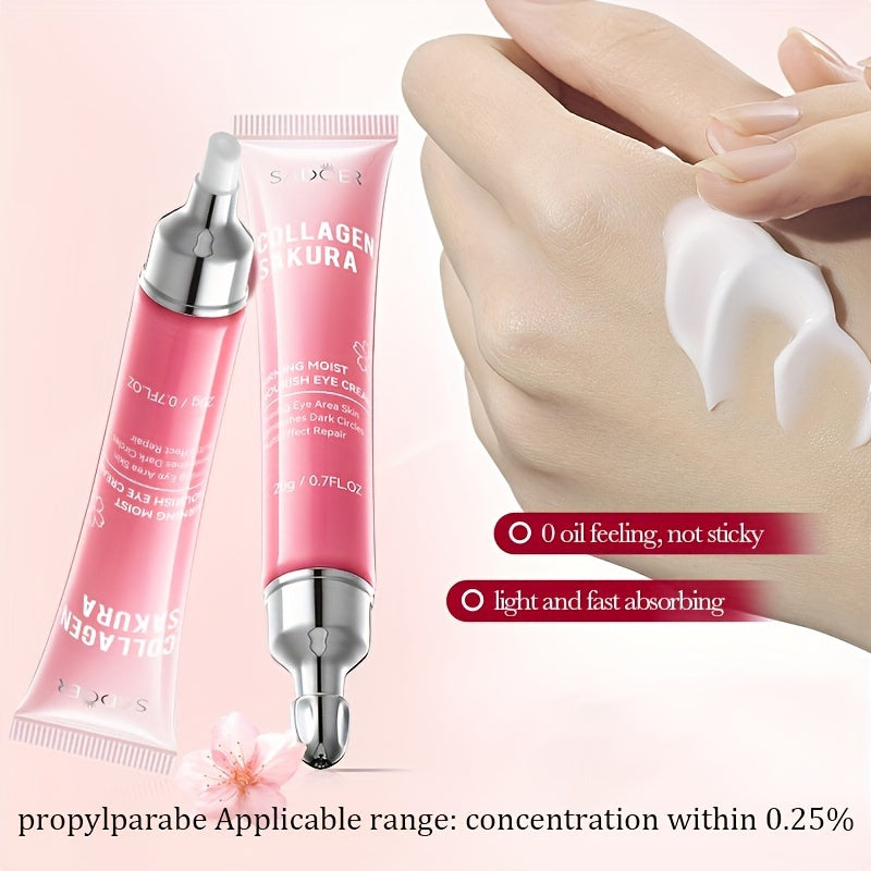 [Top-Rated] Sakura Collagen Eye Cream - 20g, Hydrating & Firming, Reduces Dark Circles & Wrinkles, for All Skin Types, Hypoallergenic with Hyaluronic Acid, Caffeine & Ceramides, Moisturizing & Anti-Aging,, Suitable for Sensit