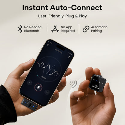 Wireless Lavalier Microphone For IPhone for ipad Android With Charging Case 80h Battery Life, Noise Cancellation, 49.99meter Range Plug-Play Clip On Lapel Mic For Video Recording, Vlog, Live Streaming