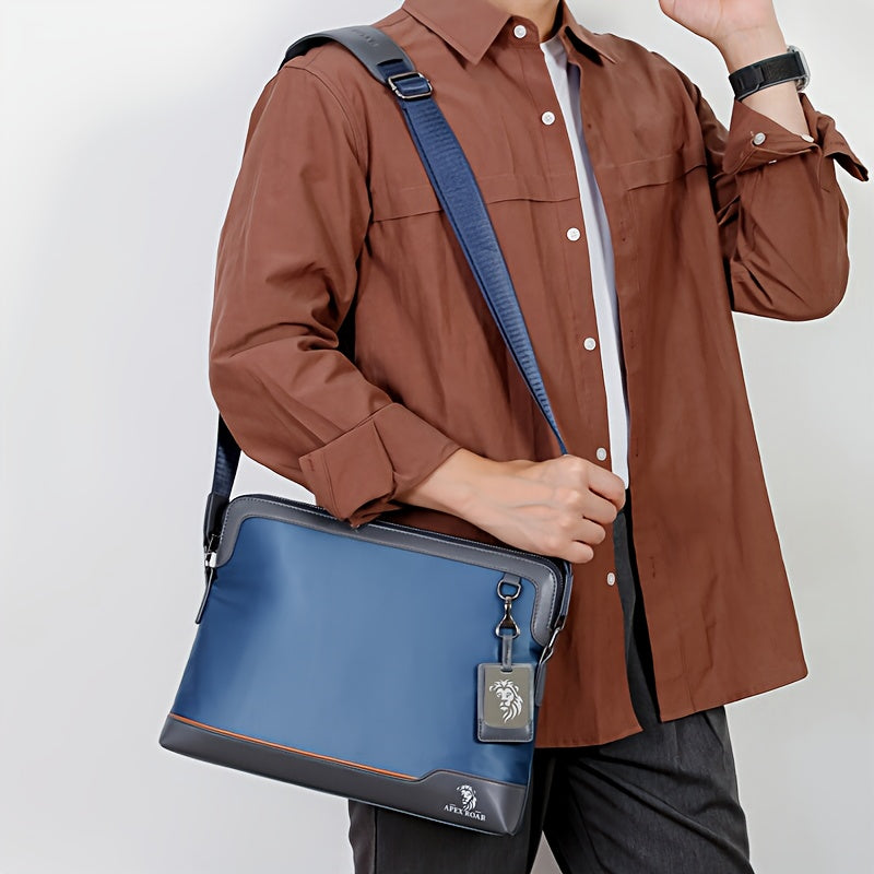 Men's Large Laptop & Wallet-like Tote - Soft Slim Texture, Adjustable Strap, Fits 38.1cm Devices - Ideal for Travel, Gym & Daily Use - Black & Blue Color Options