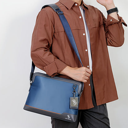 Men's Large Laptop & Wallet-like Tote - Soft Slim Texture, Adjustable Strap, Fits 38.1cm Devices - Ideal for Travel, Gym & Daily Use - Black & Blue Color Options