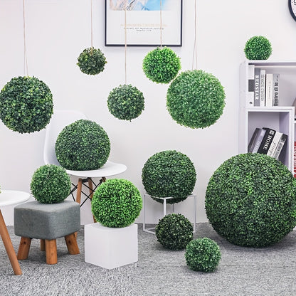 1pc Artificial Green Grass Ball, Various Sizes Of Boxwood Hanging Decorative Ball, Suitable For Family, Courtyard, Outdoor Garden, Courtyard, Wedding Party Decoration