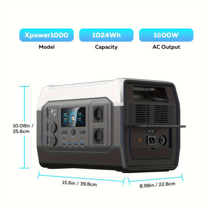 Estação de energia portátil CTOLITY XP1000 de 1800 W com painel solar ETFE de 200 W, bateria LFP de 1024 Wh, gerador solar para campismo, roulottes e viagens.