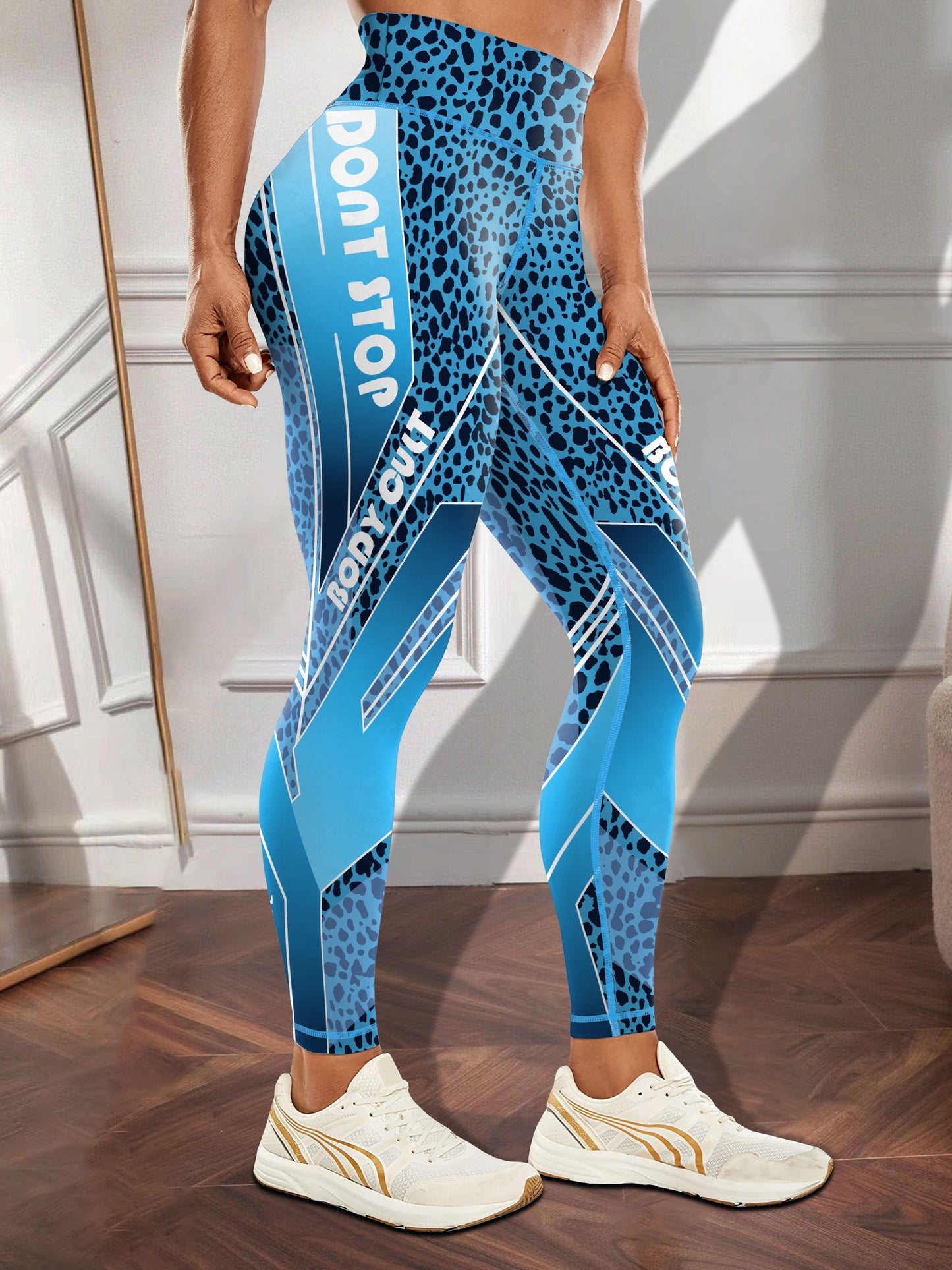 Women's Fashion Color Block Splash Print Yoga Pants, Striped Print Breathable Stretchy Butt Lifting Yoga Workout Running Sports Leggings, Women's Activewear