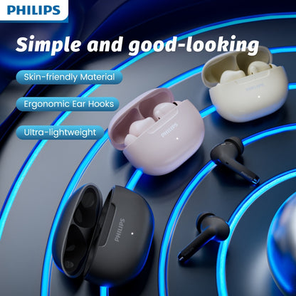 For PHILIPS Wireless Earbuds with ENC Noise Cancellation, Tap Controls & Rechargeable Battery, 6-hour playback time, 16 hour charging case.TAT2020, Earbuds Wireless, Travel Headphones, Office Headphones, Compact Earbuds, Mode