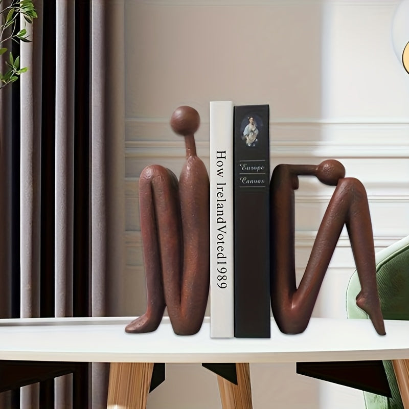 Modern Resin Seated Human Figure Bookends 2 Pieces