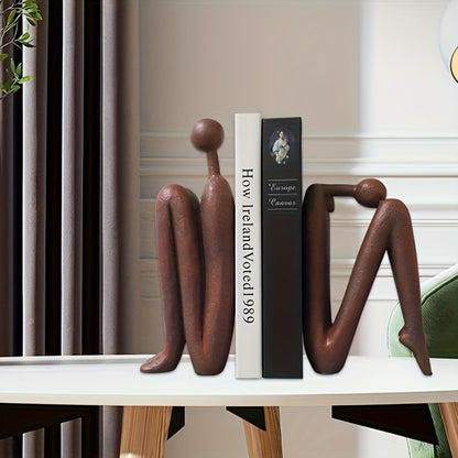 Modern Resin Seated Human Figure Bookends 2 Pieces
