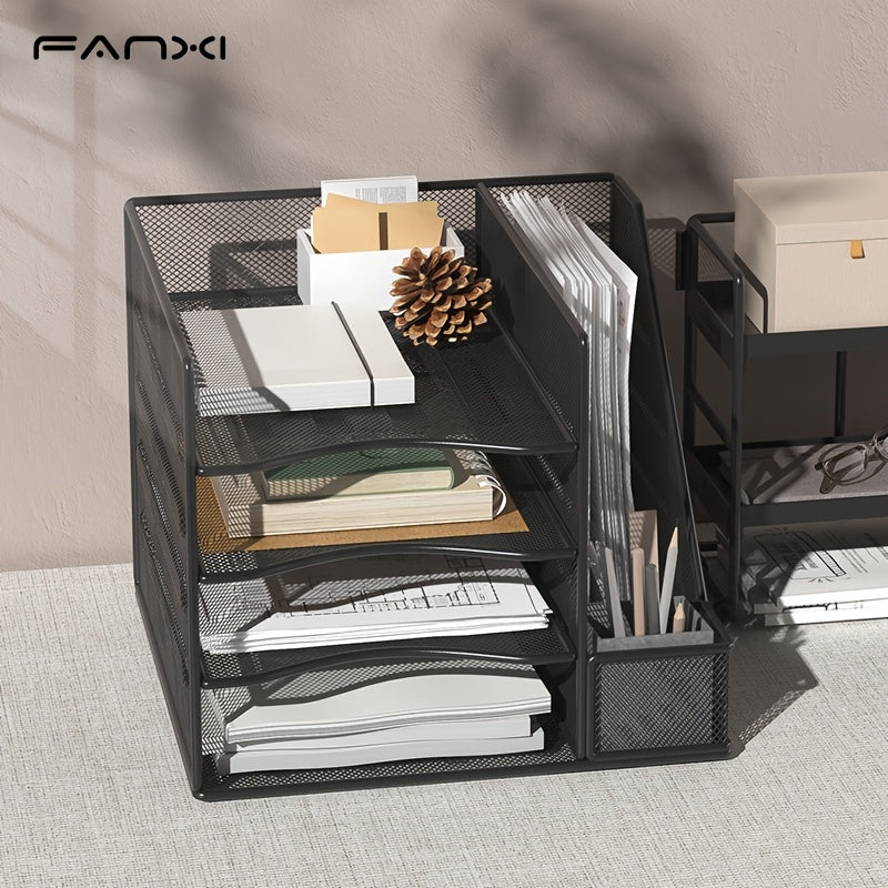 Iron Paper Organizer, Letter Tray, Document Data Bookend, Desk File Organizer, for Office, Home or School