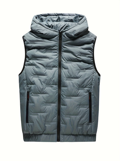 Men's Trendy Autumn Winter Hooded Thermal Vest Casual Sleeveless Jacket Coat Vest