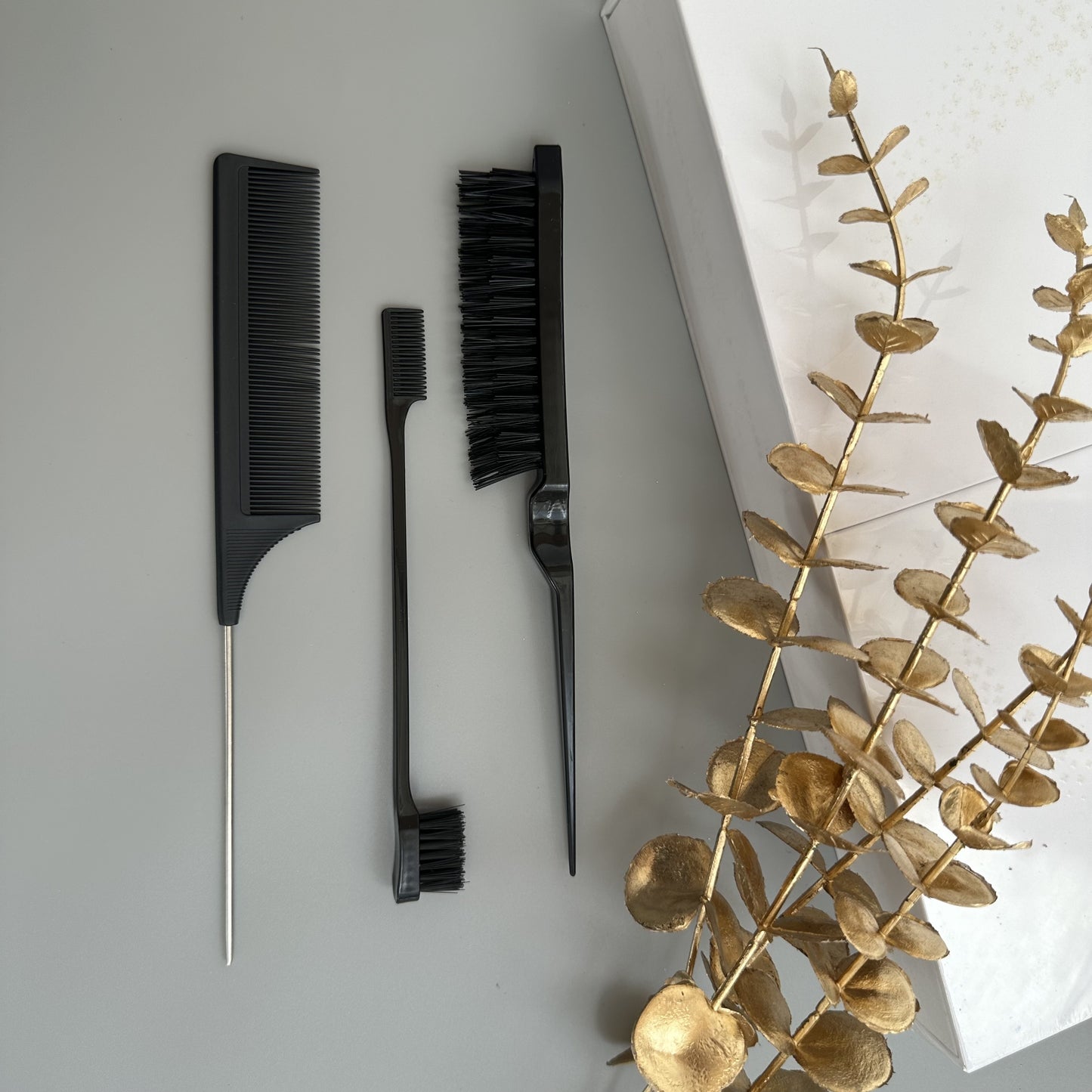 3pcs Hairdressing Tools Hair Styling Comb Set Teasing Hair Brush Rat Tail Comb Edge Brush