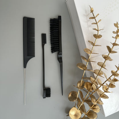 3pcs Hairdressing Tools Hair Styling Comb Set Teasing Hair Brush Rat Tail Comb Edge Brush