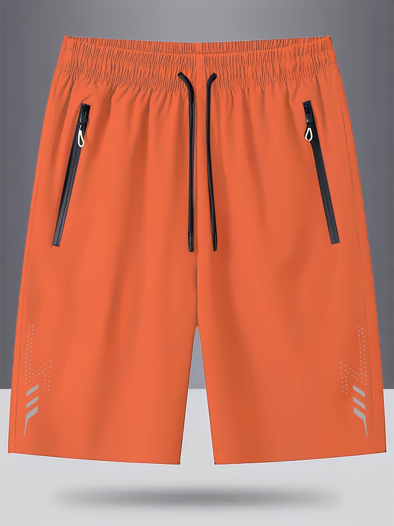 3pcs Men's Lightweight Quick-Dry Athletic Running Shorts - Loose Fit Plus Size, Zipper Pocket &amp; Elastic Waistband, Polyester/Elastane Blend Swim Shorts with White &amp; Black Design for Gym, Beach, Jogging - Summer Workout Swim T