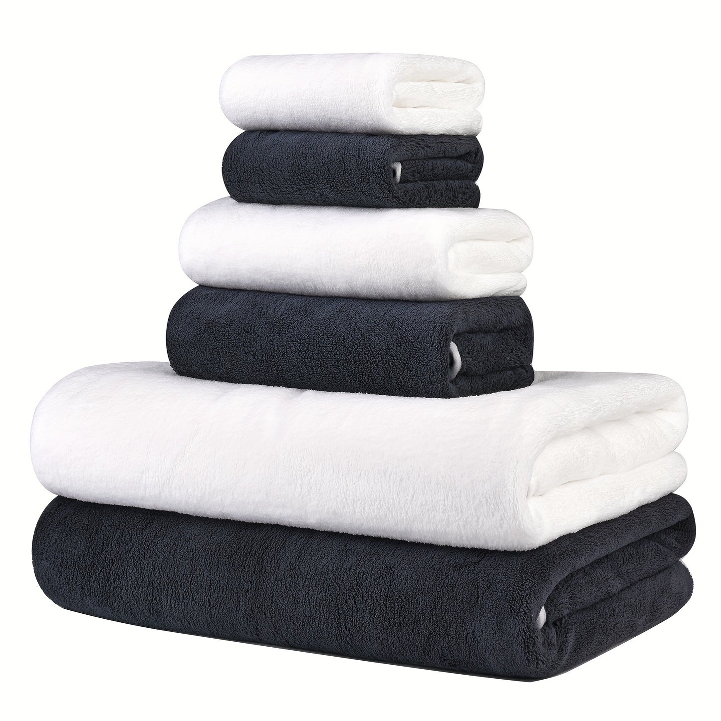 DIAOJIA 6pcs Ultra-Soft Microfiber Towel Set - Quick Dry, Super Absorbent & Lightweight - Includes Bath (68.58x139.7cm), Hand (33.02x76.2cm) & Washcloths (34.8x34.8cm) - Perfect for Home, Gym, Travel