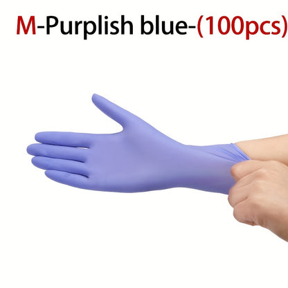 100pcs Purple-Blue Disposable Nitrile Gloves - Durable, Waterproof, Ideal for Home Cleaning, Pet Bathing, Hair Dyeing, Manicure - Essential Household Cleaning Supplies, Pet Care Essentials|Disposable Gloves|Durable Gloves