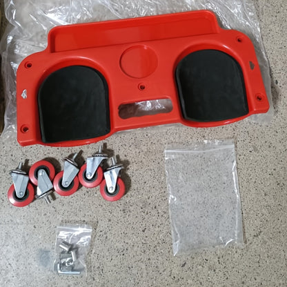 1pc Red & Black Rolling Kneeling Pad with Wheels & Built-In Tool Tray - Comfortable Cushioned Metal Platform for Carpenters, Machine Workers, Flooring & Auto Repairs