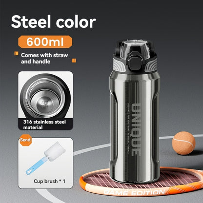 32oz Stainless Steel Pop-Up Water Bottle nRMEi - 316 Stainless steel, BPA-Free, 4-season hot/cold water retention, large capacity for outdoor activities, travel, daily use, insulated water bottle, Sleek M