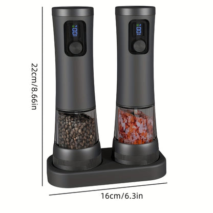 USB Rechargeable Electric Salt & Pepper Grinder Set - Heavy-Duty 11000 RPM Spice Mill with One-Touch Operation, Dual Mode (Salt/Pepper), Refillable &, Smart Spice Grinder with USB- Operation, Low Voltage