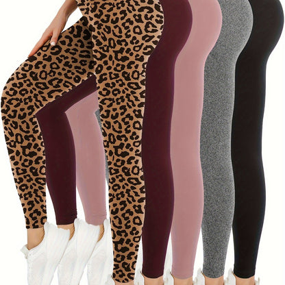 5 Pack High Waisted Yoga Leggings for Women, Super Soft Athletic Tummy Control Pants, No See-Through Stretch Fabric, Workout & Running Gear