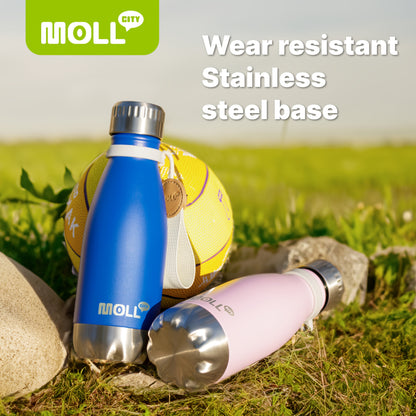 Garrafa térmica de aço inoxidável de 500ml com boca estreita, 1 unidade, reutilizável, à prova de fugas, para viagens, ideal para mulheres (rosa)