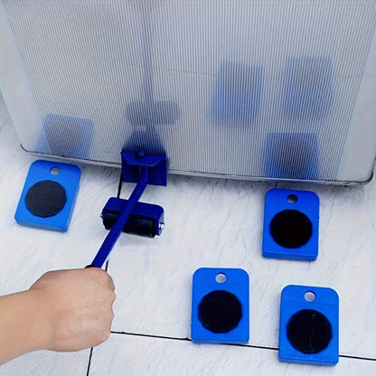 5pcs Heavy-Duty Furniture Moving Set with Lifter and Sliders, Blue - Ideal for Moving Appliances, Refrigerators, and Sofas
