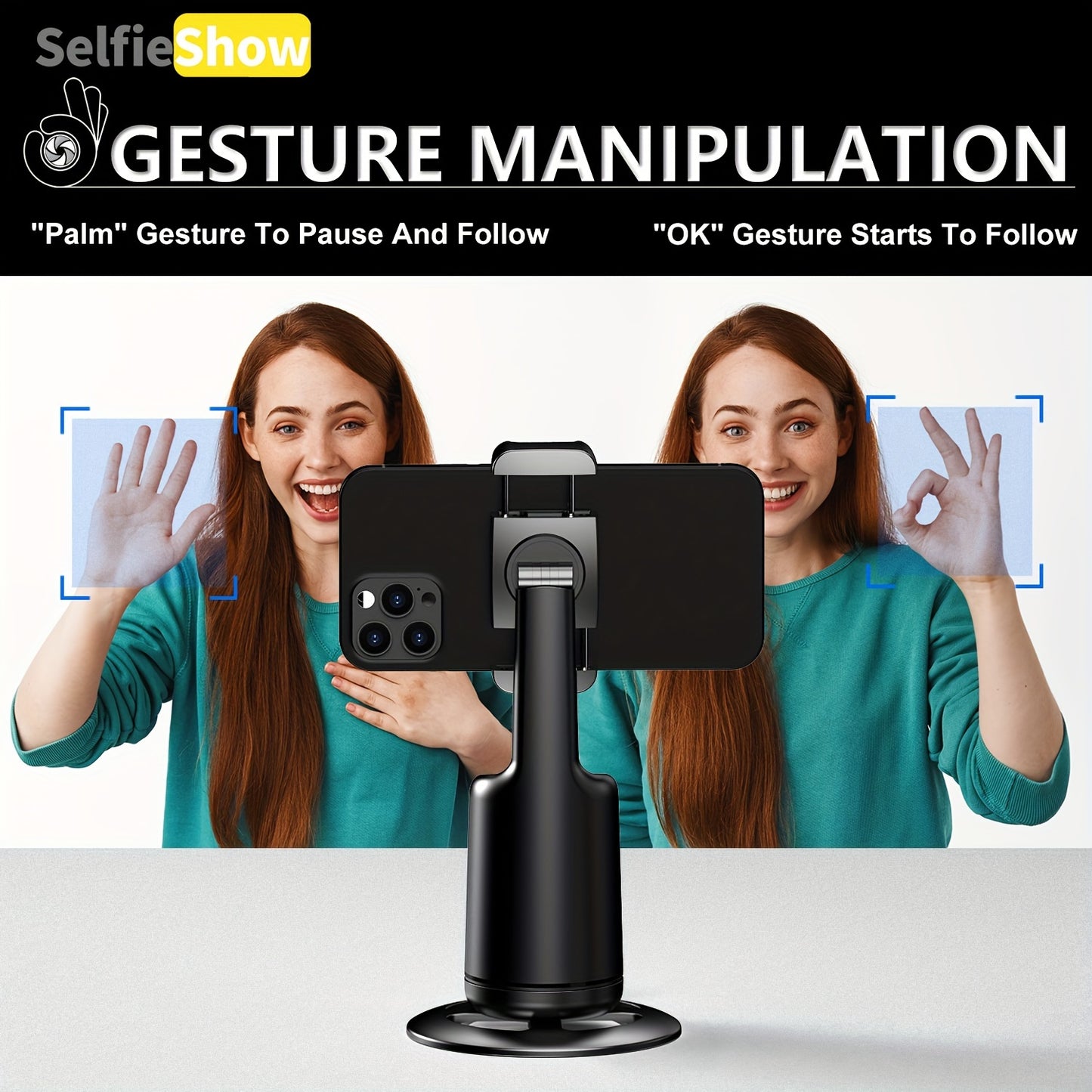 Compact 360° Auto Face Tracking Tripod & Selfie Stick - USB Rechargeable, Fast & Accurate for Vlogging, Live Streaming | Portable Smartphone Holder with Powerful Motor, Rotation, and App Control