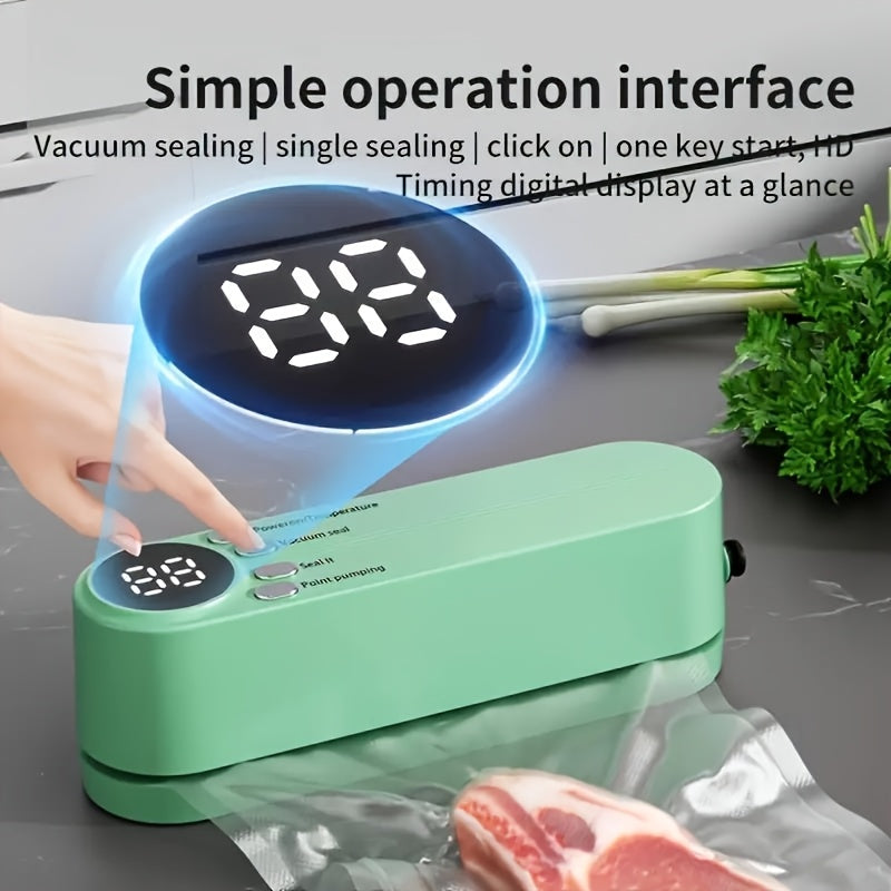 Compact USB Rechargeable Vacuum Sealer Kit with Digital Display - Quick Seal, Includes Pump and Airtight Bags, Perfect for Food Preservation, Snacks, Meats, Fruits, Vegetables - Space-Saving Design, 36V, Food Vacuum Sealer