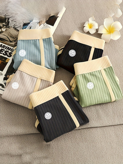 3pcs Men'S Boxer Briefs - Breathable, Comfortable, Stretchy Ribbed Striped Underwear in, Green, and, Perfect for Casual Attire or Sports, Comfortable Underwear | Ribbed Texture | Medium Elasticity