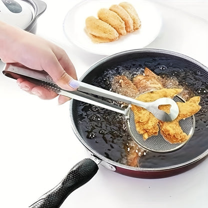 Frying oil strainer spoon Food strainer Kitchen colander stainless steel fried food strainer.Kitchen food filter tongs for frying food.High temperature resistant food stainless steel frying clip filter clamp kitchen tools Eid