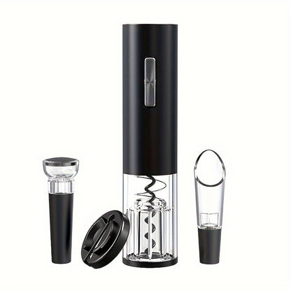 USB Rechargeable Wine Bottle Opener Set | Fully Automatic Spiral Corkscrew + Foil Cutter + Vacuum Stopper + Pourer | Quick Cork Removal Without Jamming | Recommended for Home Parties | Compatible with Wine/Champagne/Soda | Ki