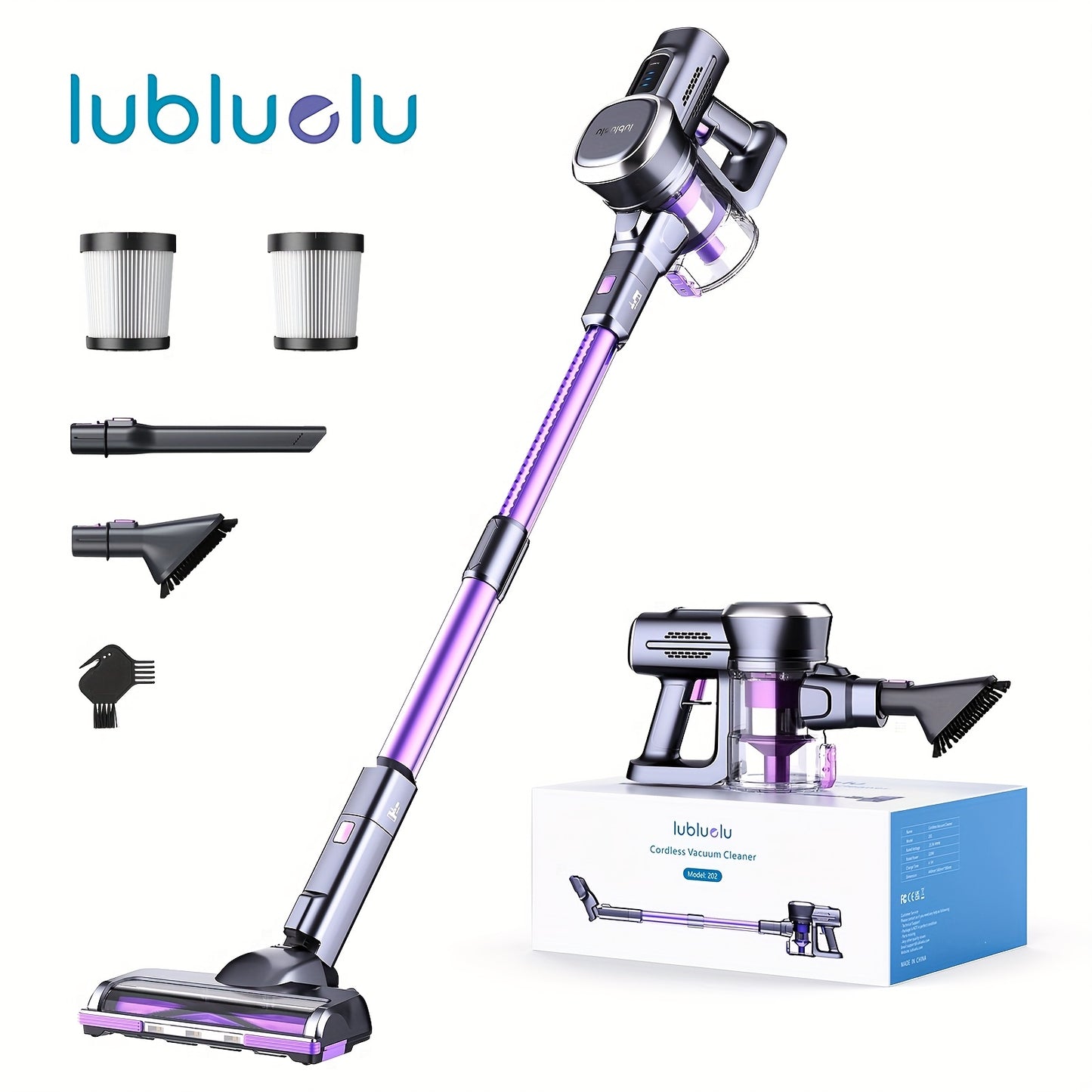 Lubluelu Free-Standing Vacuum Cleaner 26KPa, Powerful Lightweight Cordless 6in 1 Stick Vacuum Cleaner, for Carpet Floor Pet Hair, Vacuum Cleaner for Home, Cordless Vacuum Cleaner High Suction, Vacuum Cleaner Cordless, Vacuum