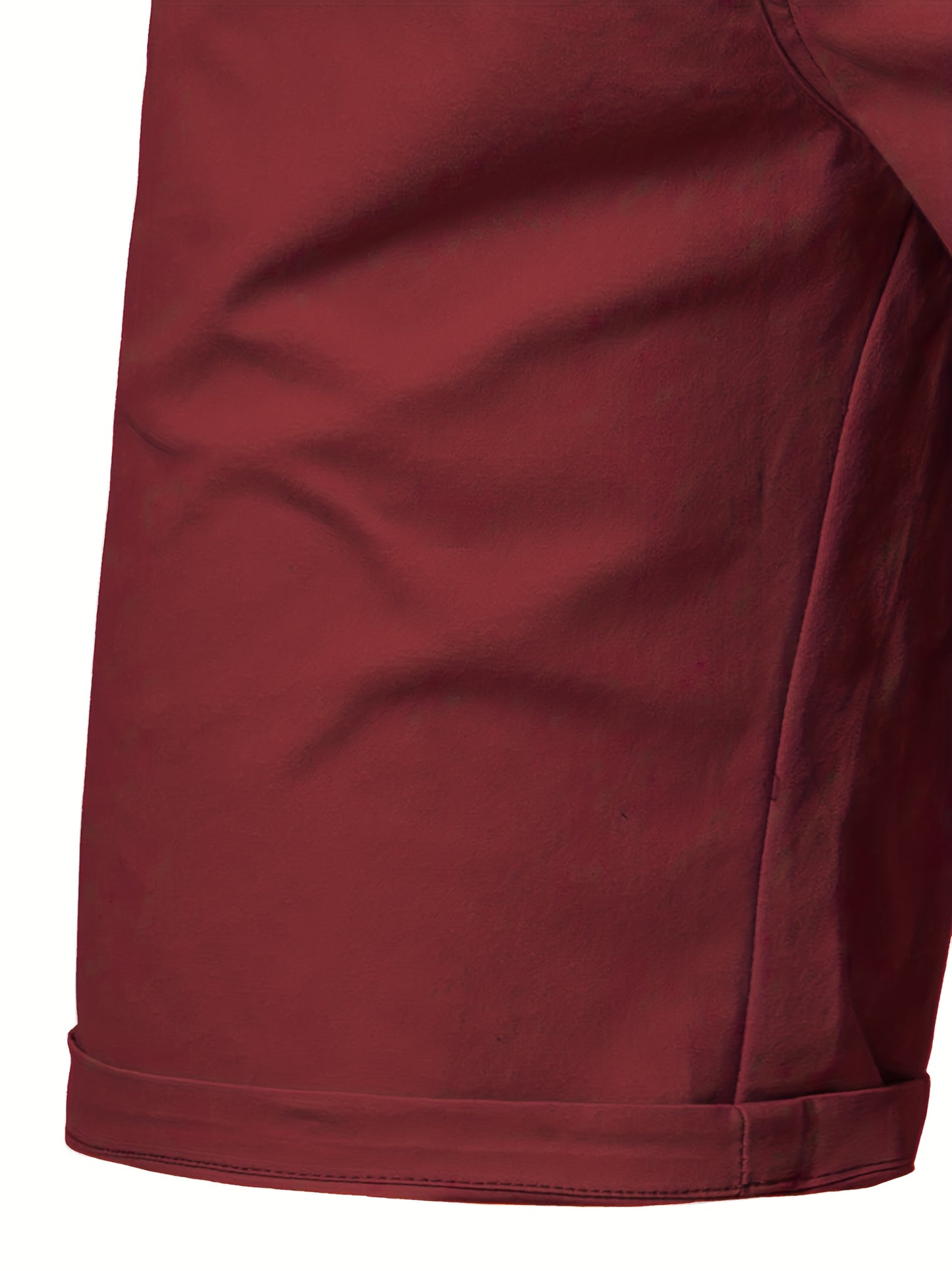 Men'S Classic Solid Color Polyester Short Pants, Casual Golf Wear, Mid Waist, Regular Fit, Slight Stretch Fabric, with Pocket