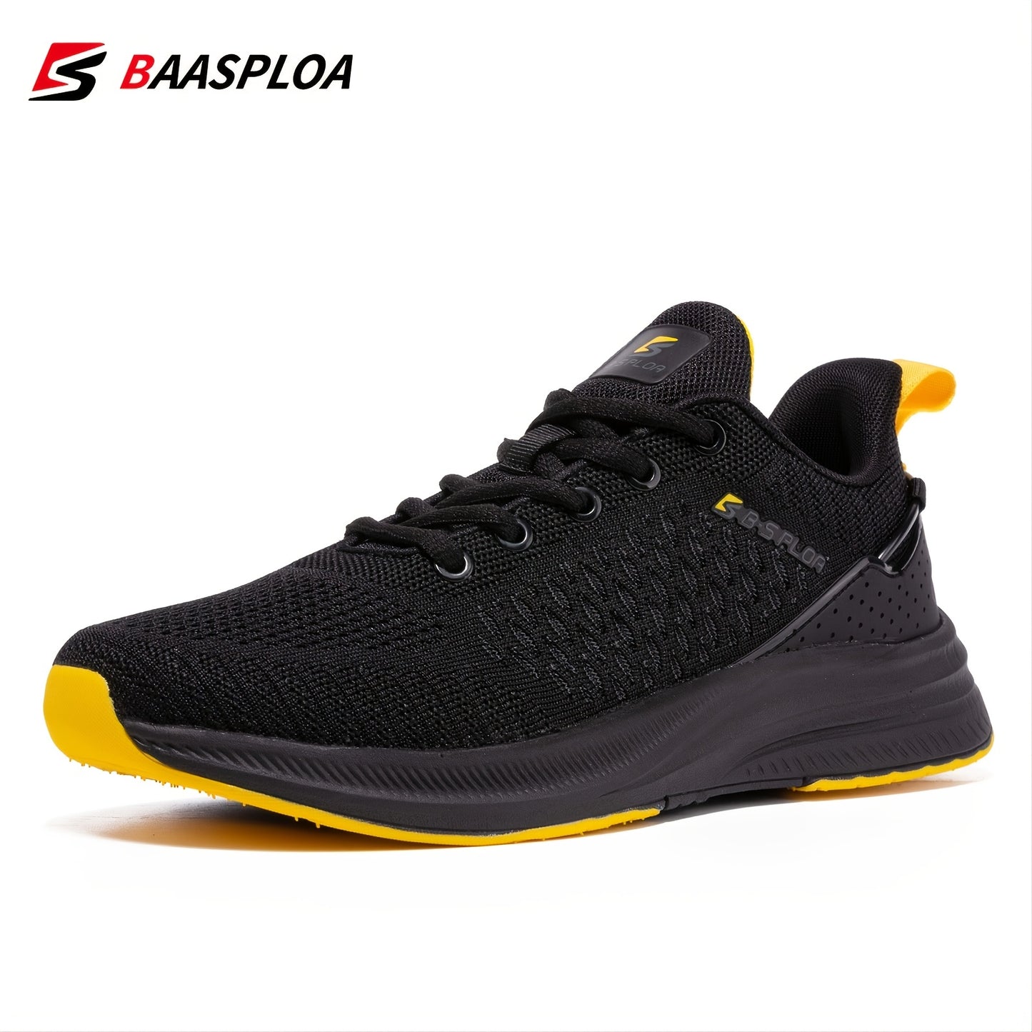 Baasploa Men's lightweight running shoes, mesh shoes with lace-up style, outdoor sports tennis shoes, lightweight and breathable, suitable for daily wear