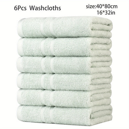 DIJOA 6-Pack Pure Cotton Towel Set, Face Wash Towels Hand Towels Bathroom Towels Lightweight Quick-Dry 40cm X 80cm 400GSM, Holiday Gift Sports Outdoor Beauty Towels Japanese Korean European Style