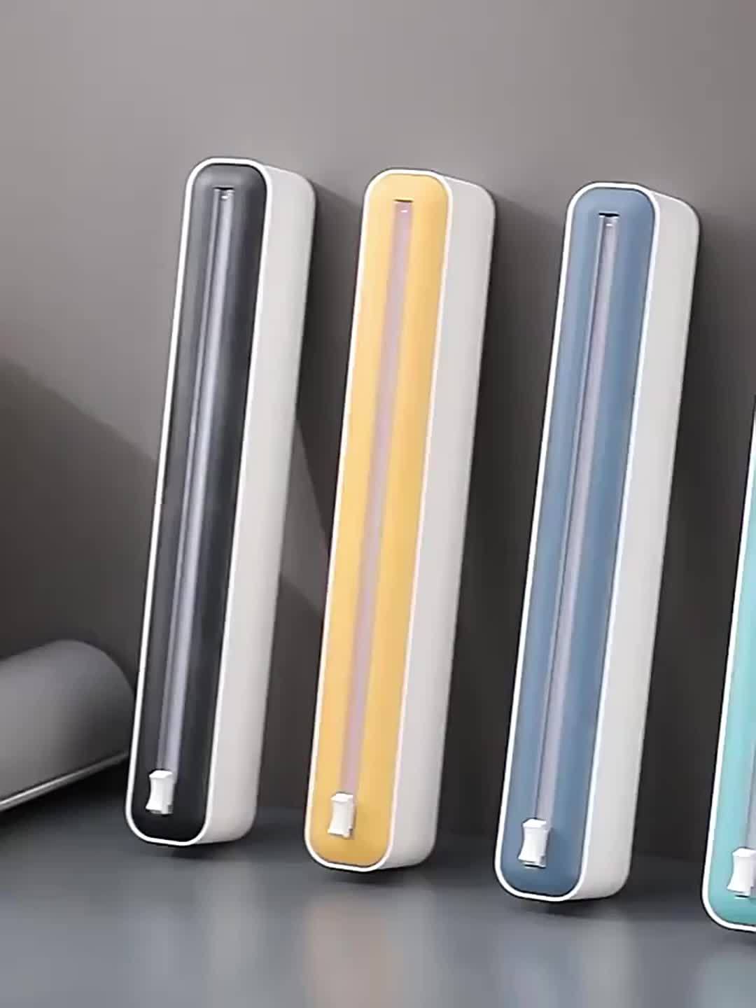 1pc Plastic Film Cutter, Fresh Film Cutter Dispenser, Refrigerator Magnetic Plastic Film Universal Cutting Box, Magnetic Refillable Plastic Packaging Dispenser With Cutter, Kitchen Tin Paper Cutting, Kitchen Tools