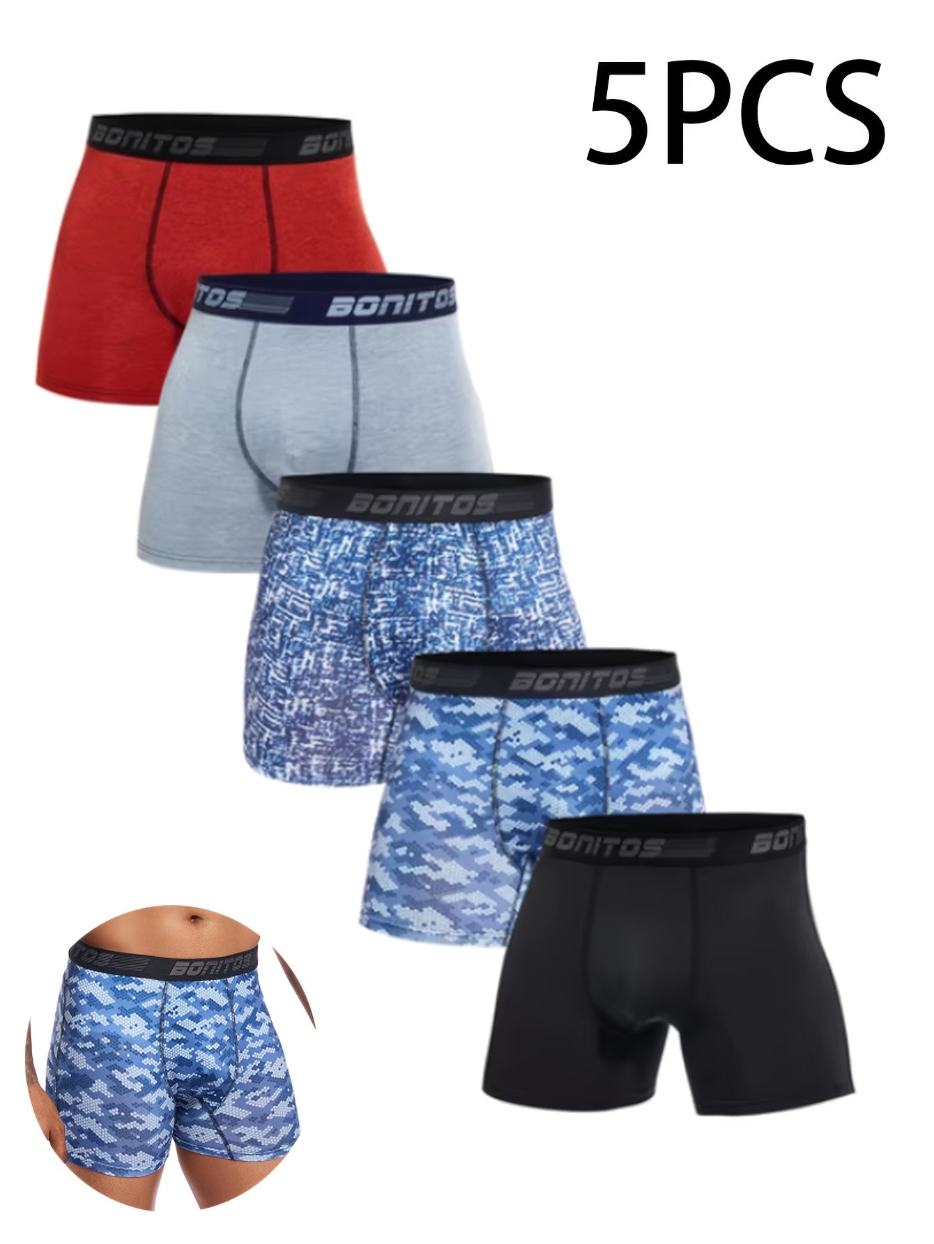 5pcs of New Men'S Boxer Shorts, Sexy High-Quality Men'S Underwear Brand, Men'S Briefs, Men'S Underwear Gift.
