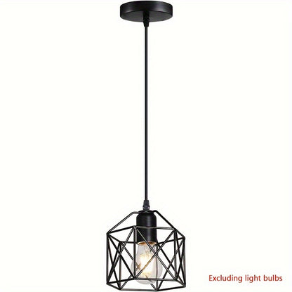 1pc 1/3 Heads Industrial Pendant, Adjustable Hanging Light Fixture, Vintage Farmhouse Pendant Light, With Metal Caged E26 Base, For Kitchen Island Dining Room Living Room