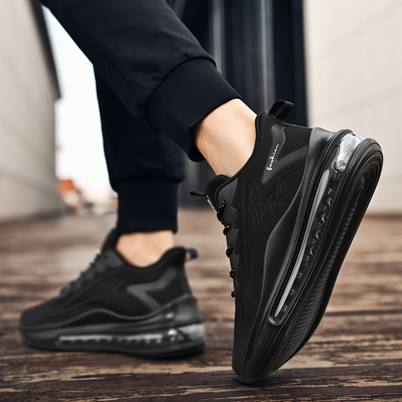 Men's Breathable Knit Sneakers with Full Cushioning & Air-Sole Technology - Slip-Resistant Rubber Outsole, All-Season Comfort for Sports & Casual Wear - Extended Sizes Available, Comfy Shoes, Comfortable Footwear, Modern Foot