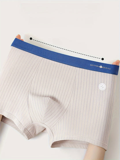 4pcs Men's Underwear, Cotton Breathable Soft Comfy Skin-friendly Stretchy Boxer Briefs Shorts, Perfect For Everyday Wear