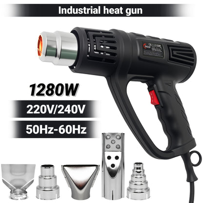 Kit de pistola de ar quente DKEOF 1280W para serviço pesado com definições de temperatura dupla (150°C/650°C), proteção contra sobreaquecimento, aquecimento rápido, cabo ergonómico e construção durável - para encolher PVC e soldar.