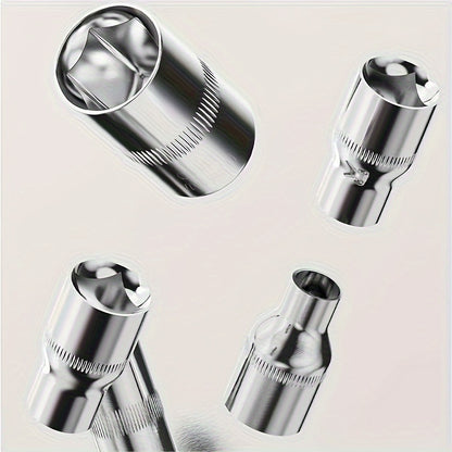 Kit de ferramentas para reparação de automóveis com 46 peças, conjunto de chaves de roquete de 1/4" com conjunto versátil de chaves de caixa e extensão, kit de ferramentas combinado para reparação de automóveis, motos e bicicletas.