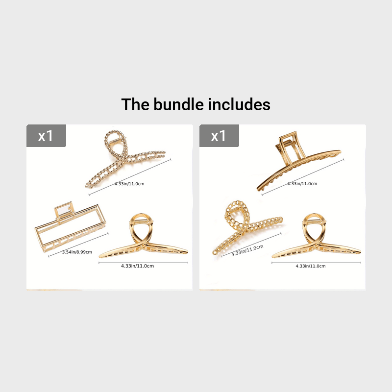 3pcs/set Trendy Metal Hair Claw Anti-slip Hair Crab Clip Elegant Geometric Hairpin Decorative Hair Accessories For Women, ideal choice for gifts