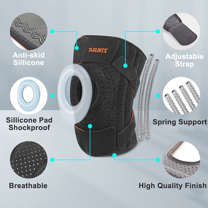 Adjustable Knee Brace Support - Breathable, Comfort Fit for Sports, Gray/Black, for Winter