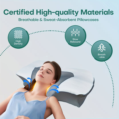Double-Sided Anti-Snoring Pillow, Memory Foam Cushion with Two Height Options for Perfect Neck and Head Support – Breathable Cooling Sleep Aid, Stylish Soft Pad. Ideal Christmas Gift or Valentine's Day Holiday Present