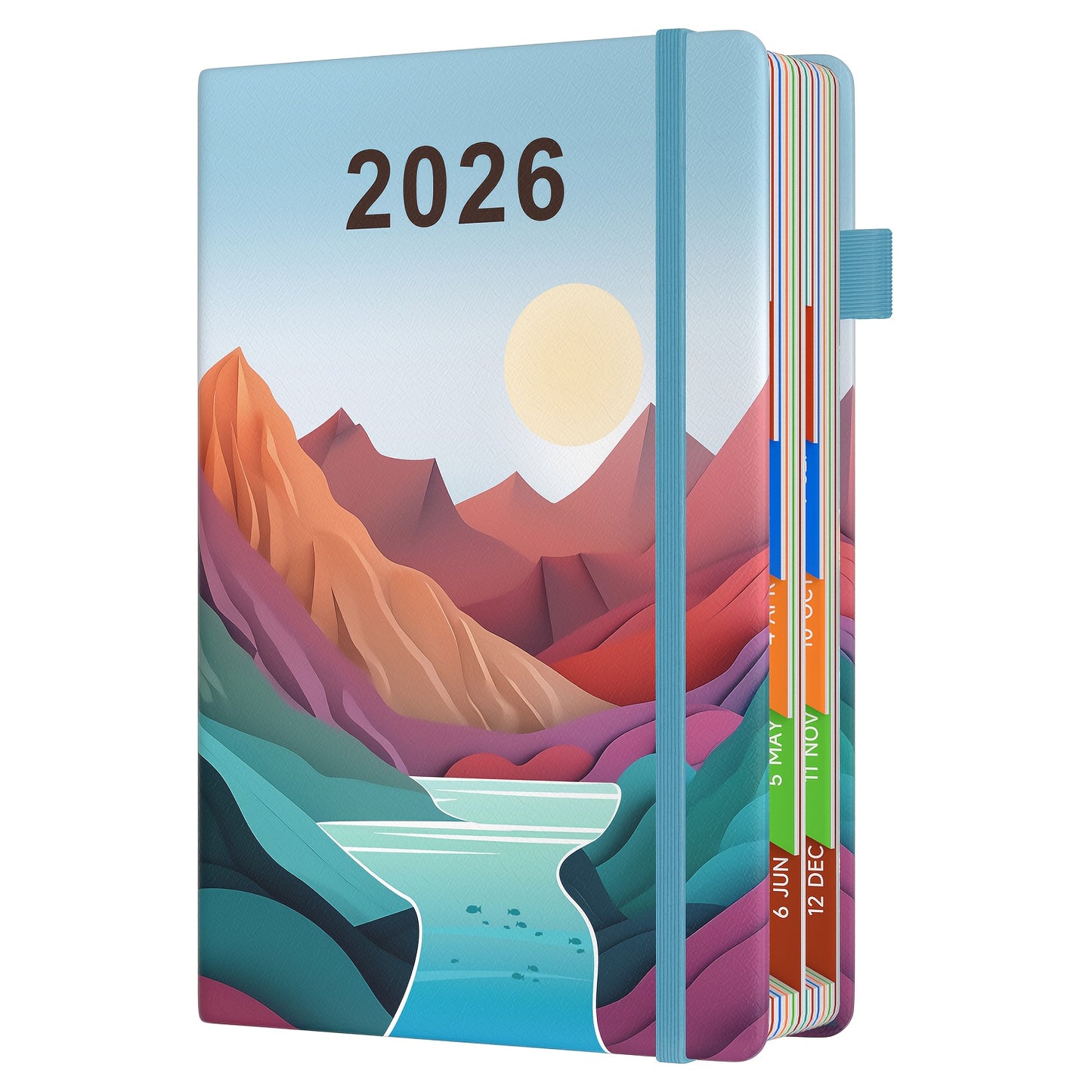 1pc Dzhzal Elegant Floral - Planner with Monthly View, Daily Organizer, Banded Elastic Closure, Pen Loop, Inner Pocket - Compact A5 Notebook (14.48x21.08cm) for Professionals, Students, Personal & Office Use - Perfect Gift Id